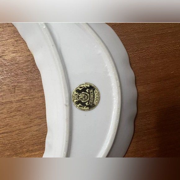 Vintage Bone Dish Crescent Moon Set 2 Chadwick Japan MCM Floral Gold Witchy Read - Picture 3 of 12